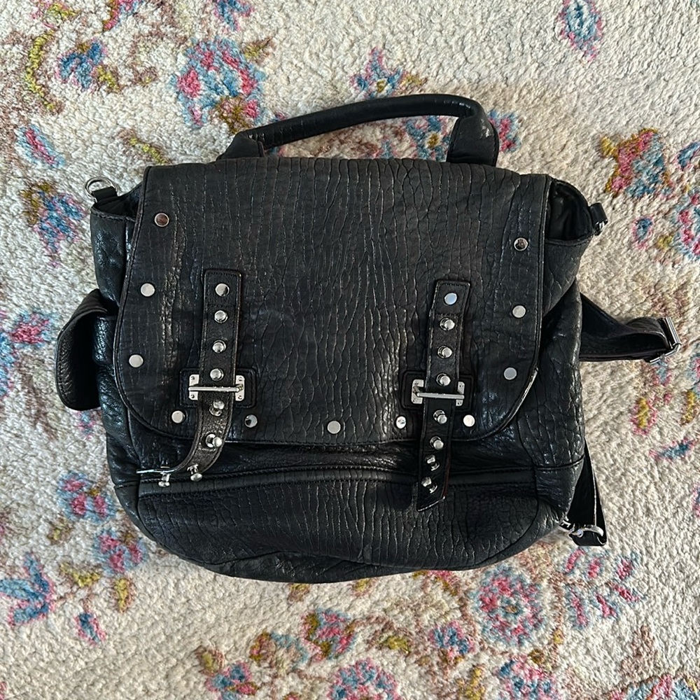 Rebecca Minkoff genuine black leather backpack convertible shoulder bag (rare)